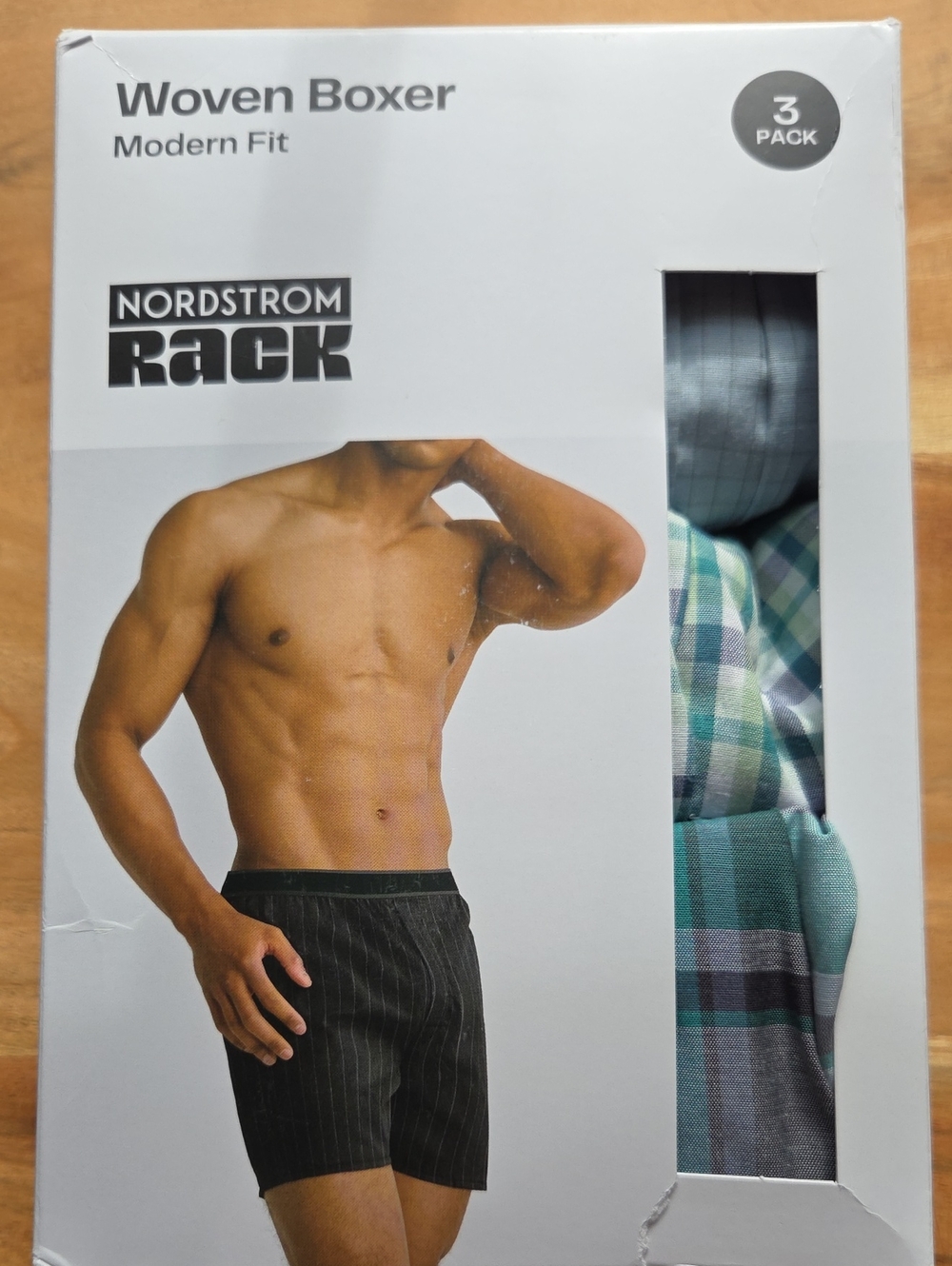 Nordstrom Rack Men's Woven Boxer 3-Pack - Teal, Green & Gray Plaids